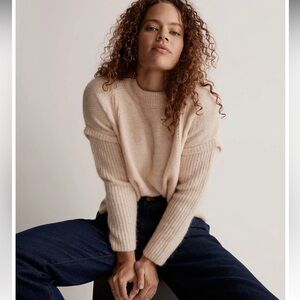 Madewell Havener Cable Pullover Sweater In Heather Powder Size Large